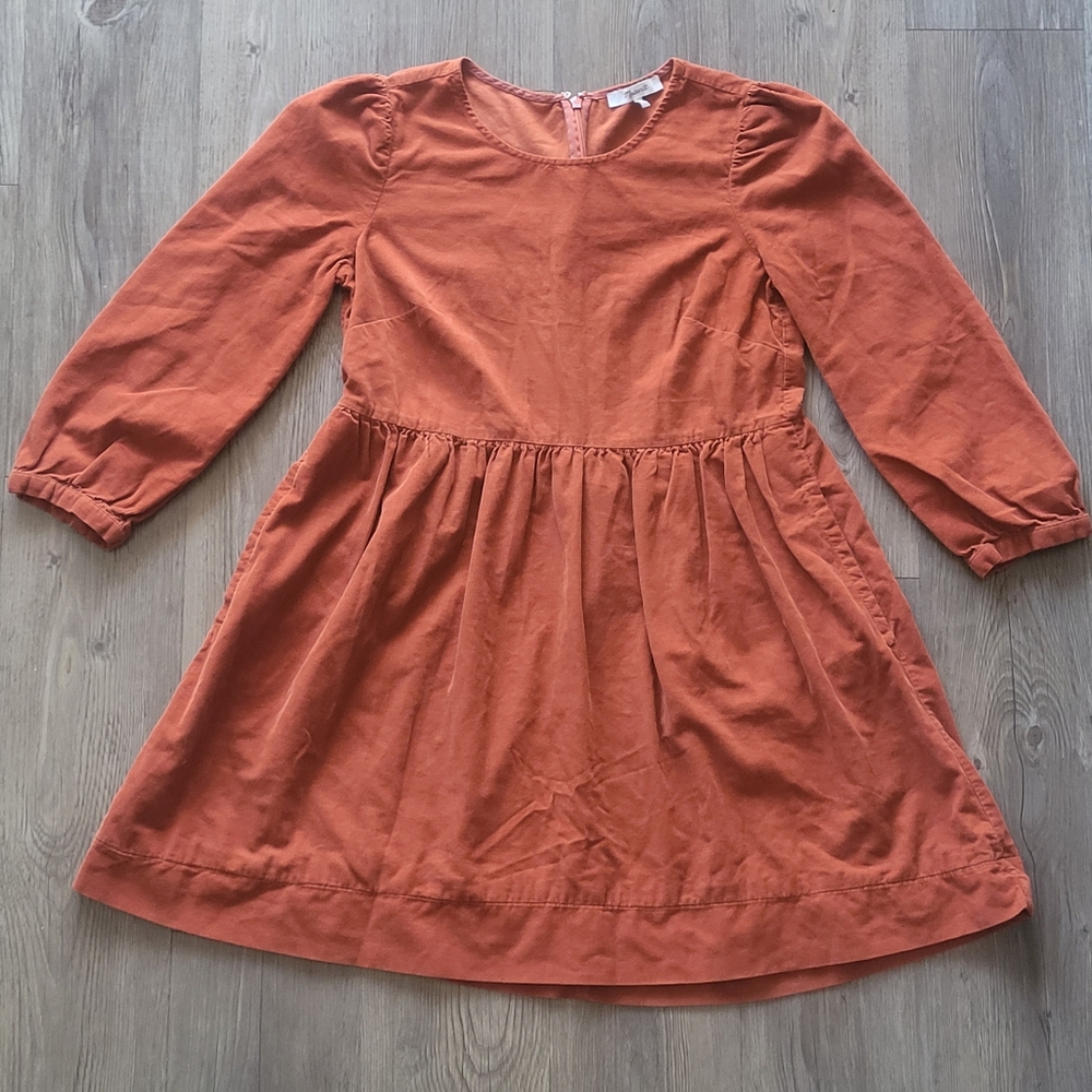 Madewell burnt orange corduroy dress size XS